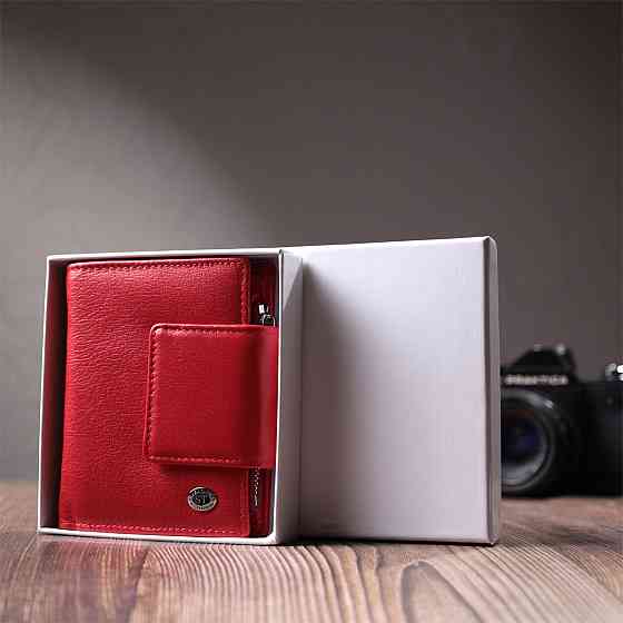 Жіночий гаманець вертикального формату із натуральної шкіри Червоний (ST Leather) Київ