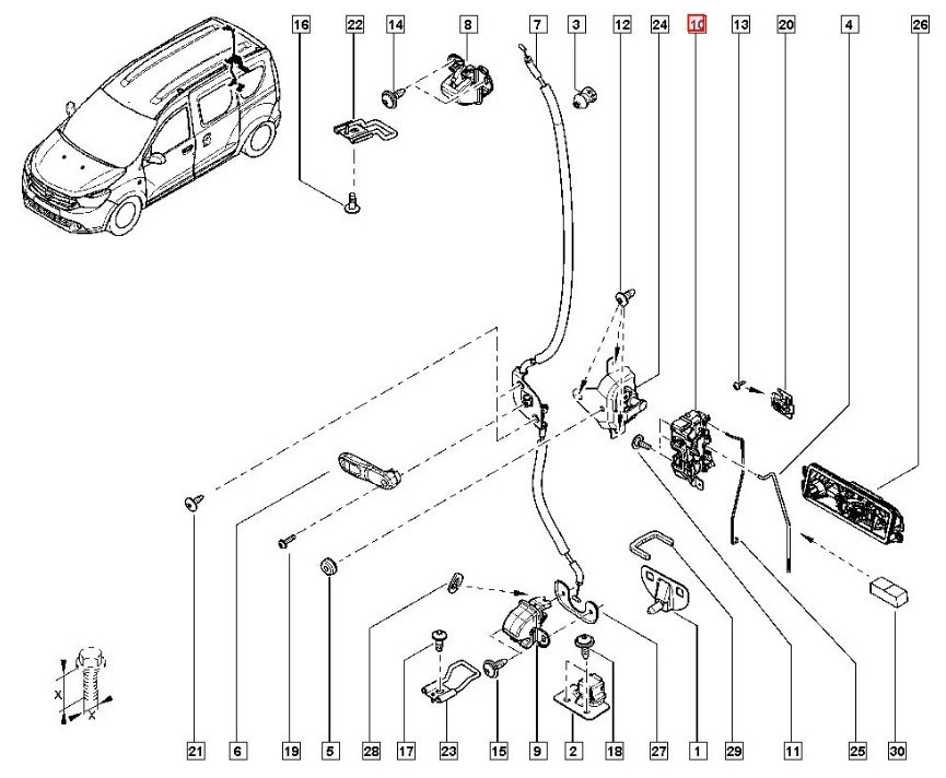 Замок двери GP Renault Dokker задней распашной средний (905925342R) Киев - изображение 5