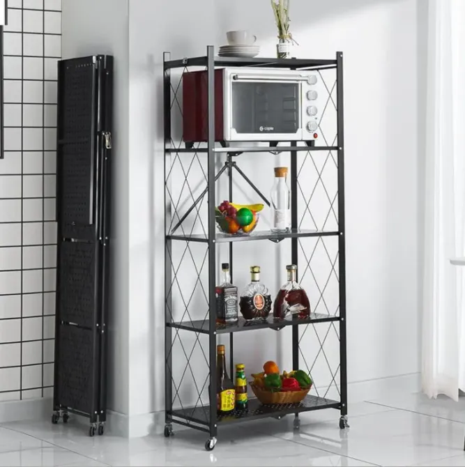 Стеллаж мобильный пятиярусный универсальный раскладной из нержавеющей стали Коломия - фото 2