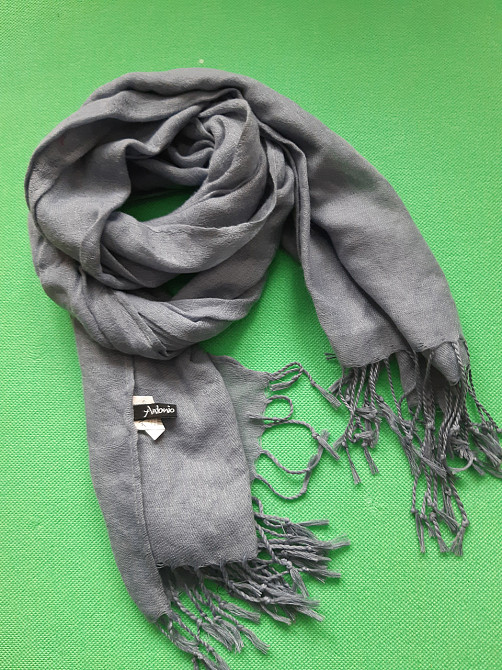 Шарф женский теплый цвета джинс - размер шарфа приблизительно 170*65см, 100% полиэстер Киев - изображение 2