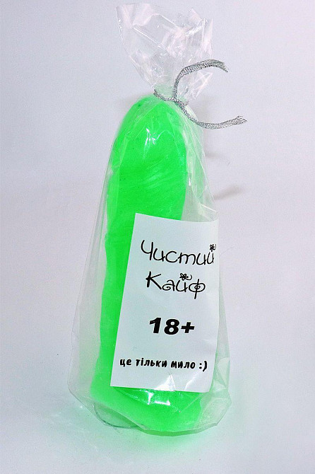 Крафтовое мыло-член с присоской Чистий Кайф Green size L, натуральное Sex Aura Киев - изображение 3