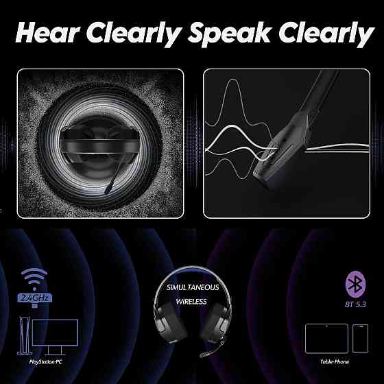 Бездротова ігрова Bluetooth гарнітура NUBWO G06 з мікрофоном, повнорозмірні навушники для геймінгу для тривалих сесій Київ