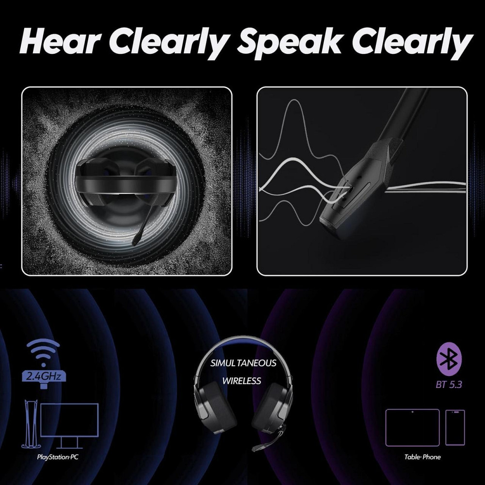 Беспроводная игровая Bluetooth гарнитура NUBWO G06 с микрофоном, полноразмерные наушники для гейминга синие Киев - изображение 4