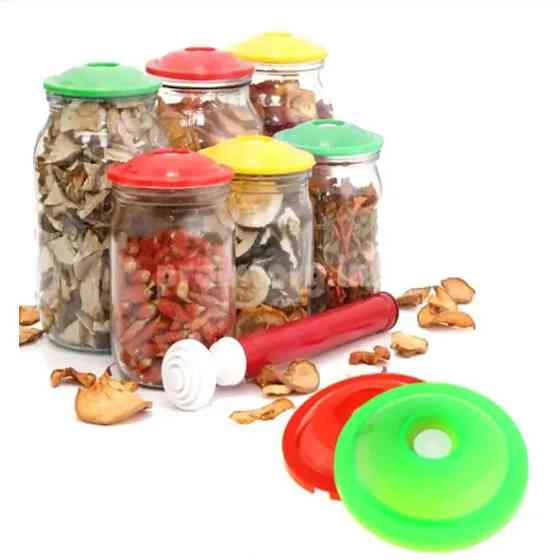 Вакуумні кришки для консервації та довгого зберігання продуктів 9шт + насос, ВАКС / Ручна вакуумна система Київ