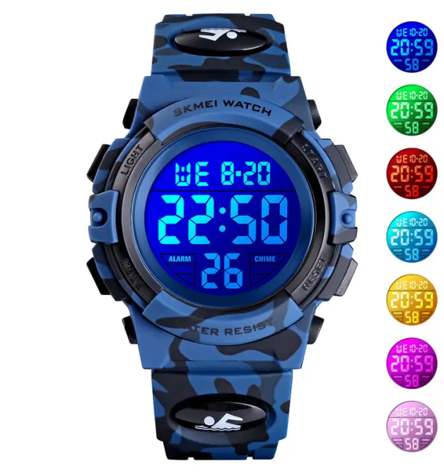 Дитячий спортивний наручний годинник Skmei Kids 1548 (Темно-синій камуфляж) Вінниця - фото 4