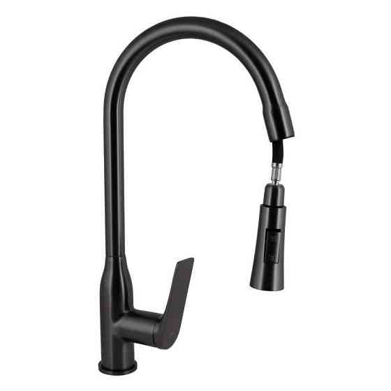 Смеситель для кухни Qtap Vlasta New с выдвижным изливом, латунь QTVLA344GMB45647 Gunmetal Black PVD Харьков