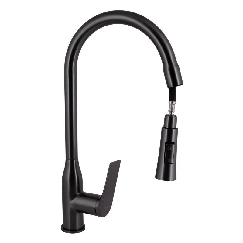 Смеситель для кухни Qtap Vlasta New с выдвижным изливом, латунь QTVLA344GMB45647 Gunmetal Black PVD Харьков - изображение 3