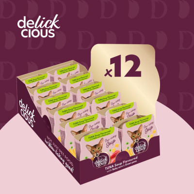 Влажный корм для кошек Delickcious Суп из тунца с добавлением мини кукурузы и зеленого горошка 80 г (4820269141575) Винница - изображение 4