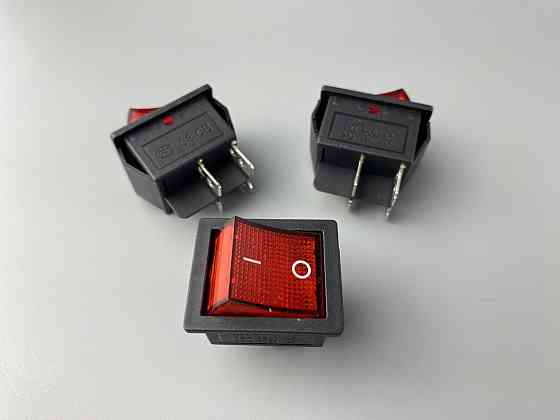 Перемикач клавішний червоний, 25 ммх31мм, 4 ніжки Мукачево