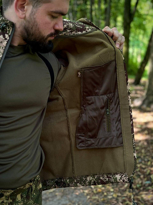 Тактическая мужская демисезонная куртка Soft Shell хищник, военная демисезонная куртка для ВСУ Львов - изображение 2