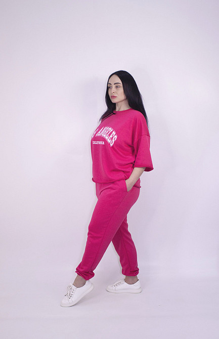 Женский летний спортивный костюм трикотажный Малиновый M-L Харьков - изображение 8