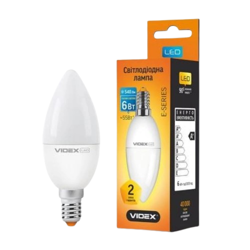 Лампа C37e 6W E14 3000K 220V LED Videx Житомир