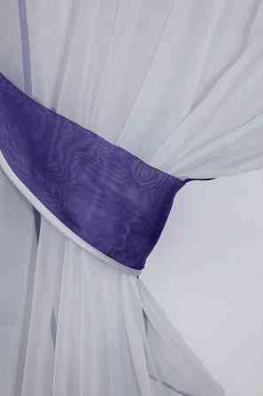 Кухонные шторы VR-Textil № 091к с ламбрекеном и подвязками фиолетовый с белым 280х170 см (50-269) Киев