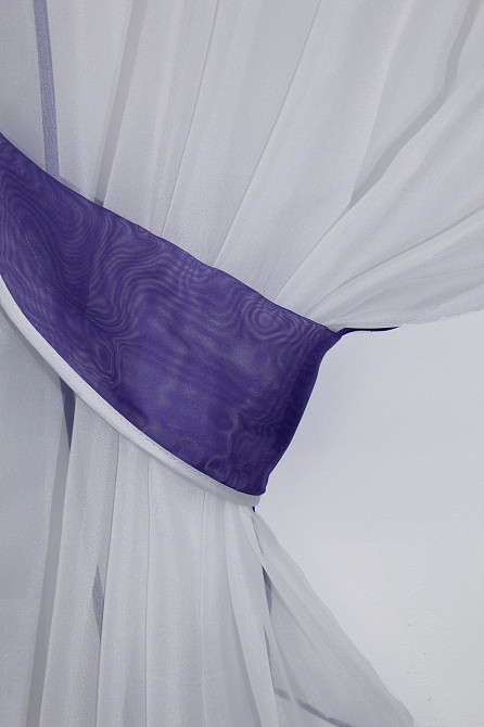 Кухонные шторы VR-Textil № 091к с ламбрекеном и подвязками фиолетовый с белым 280х170 см (50-269) Киев - изображение 3