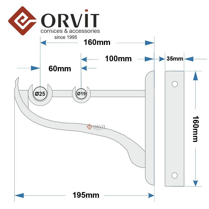 Тримач Orvit РЕТРО дворядний до стіни 25\19 мм САТИН Львов - изображение 2