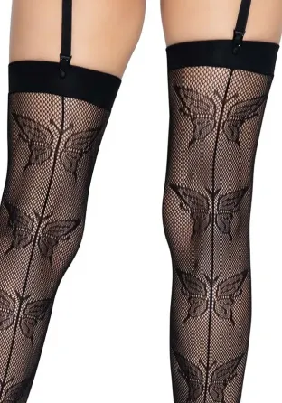 Панчохи-сітка зі швом ззаду Leg Avenue Butterfly back seam this highs One size Black Львов