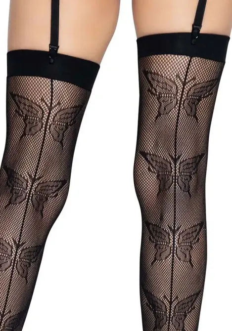 Панчохи-сітка зі швом ззаду Leg Avenue Butterfly back seam this highs One size Black Львов - изображение 4