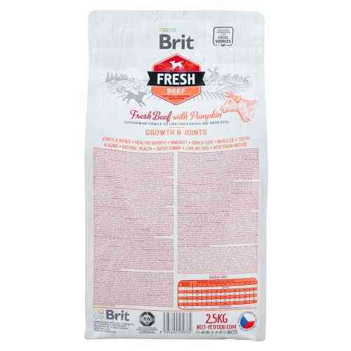 Корм сухий Brit Fresh Beef/Pumpkin Puppy Large для цуценят та молодих собак великих порід з яловичиною та гарбузом 2,5 кг Київ