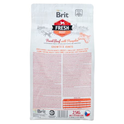 Корм сухой Brit Fresh Beef/Pumpkin Puppy Large для щенков и молодых собак больших пород с говядиной и тыквой 2,5 кг Киев - изображение 3