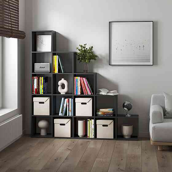 Стеллаж VAYS M-5, книжная полка с 15 ячейками, этажерка для дома, игрушек и декора, ЛДСП, 178×29×178 см Львов