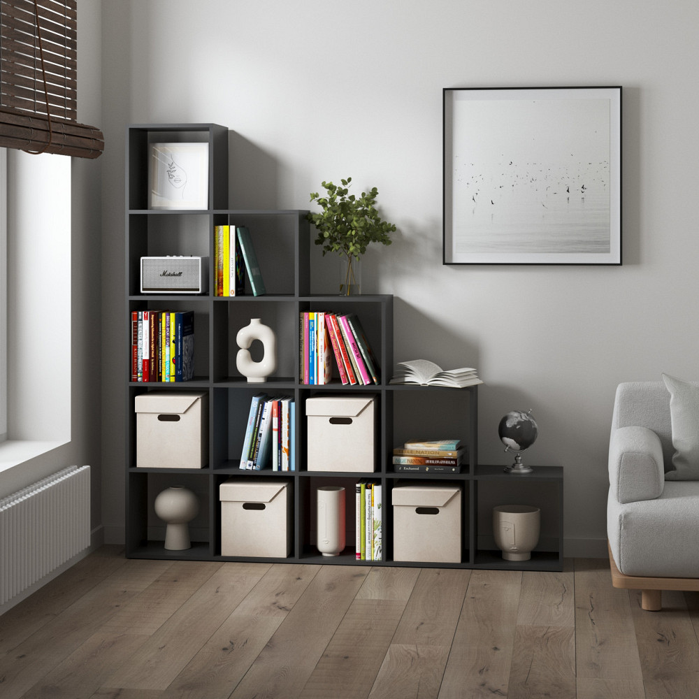 Стеллаж VAYS M-5, книжная полка с 15 ячейками, этажерка для дома, игрушек и декора, ЛДСП, 178×29×178 см Львов - изображение 5