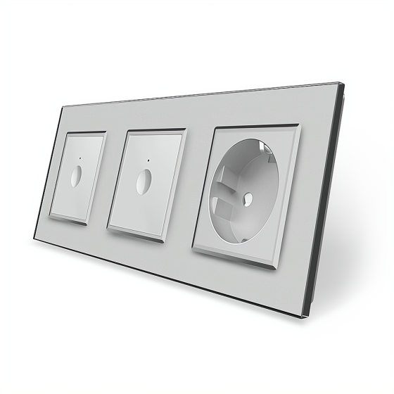 LIVOLO Сенсорний вимикач Sense 2 сенсора (1-1) 1 розетка Livolo сірий скло (VL-C7FC1/FC1/FCTC16 Коломия