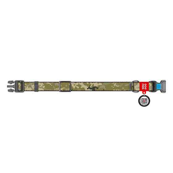 Нашийник для собак нейлоновий WAUDOG Nylon з QR-паспортом, малюнок "Мілітарі", пластиковий фастекс, L, Ш 25 мм, Вінниця