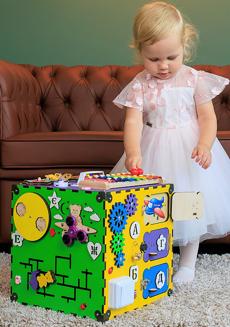 Бизиборд бизикуб 30см Развивающая игрушка детский большой натуральный деревянный Бизиборд бизикуб детский для мальчика и девочки Тернополь - изображение 20