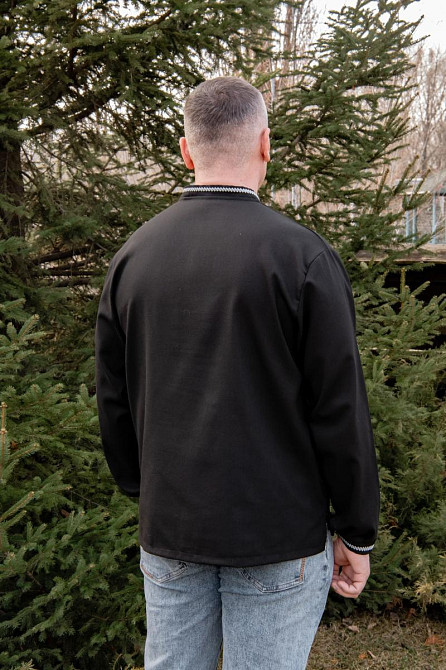 Вишиванка чоловіча лляна, чорна, з довгим рукавом, топ Київ - фото 4