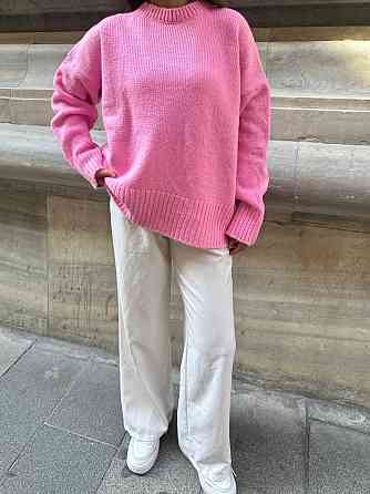 Жіночий затишний оверсайз светр машинне в'язання Рожевий Одеса