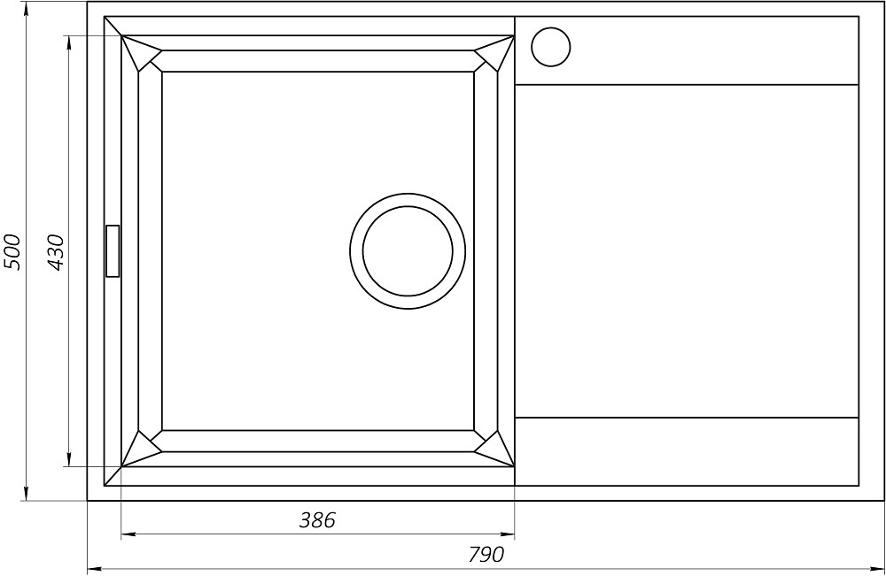 Гранітна мийка Mira KONIA чорний 790 х 500 мм Тернопіль - фото 6