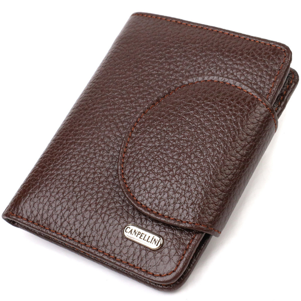 Практичне жіноче портмоне середнього розміру з натуральної шкіри CANPELLINI 21808 Коричневе Київ - фото 1