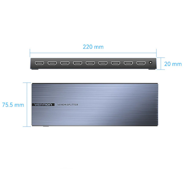 Сплітер HDMI 1.4 UHD 4K 30Hz 3D, HDCP 1x8 ports Чорний Vention Винница - изображение 3