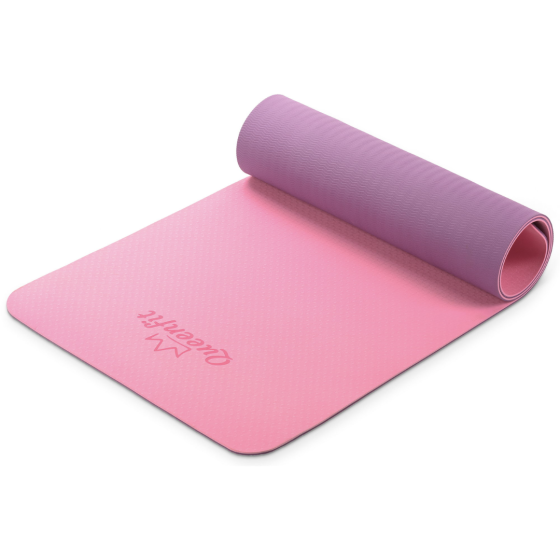 Килимок (мат) для фітнесу та йоги Queenfit Premium TPE 0,6см рожево-фіолетовий Київ
