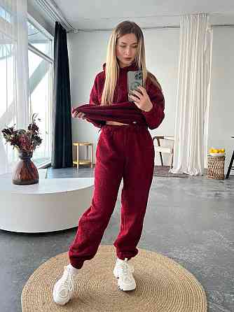 Жіночий теплий затишний костюм двійка: кофта і штани баранець на флісі Одеса