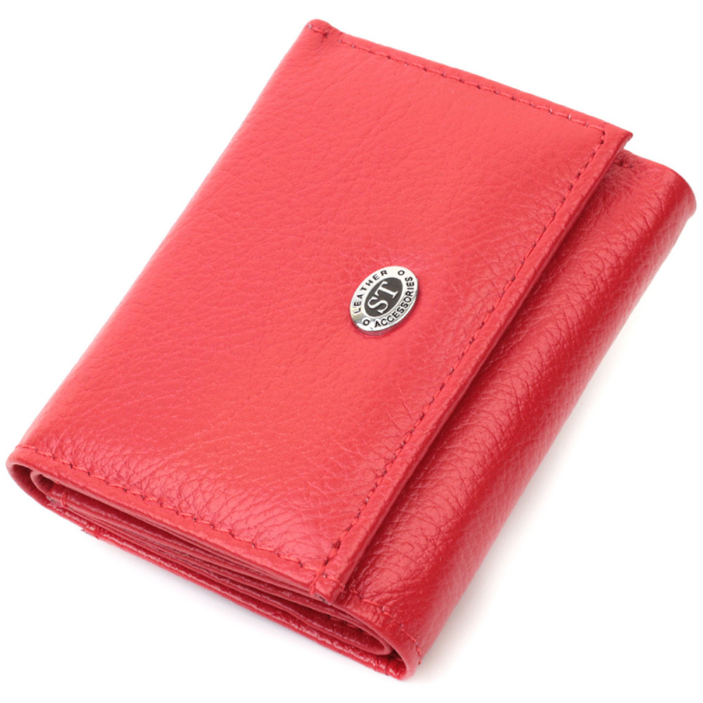 Компактное женское портмоне с монетницей из натуральной кожи ST Leather 22729 Красный Киев - изображение 1