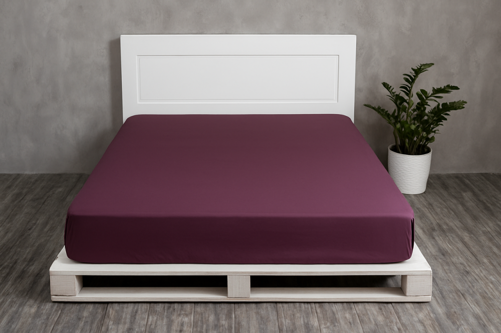 Ecotton Простирадло на резинці Ecotton 180х200 см однотонне фіолетового кольору Бузина Коломия - фото 1
