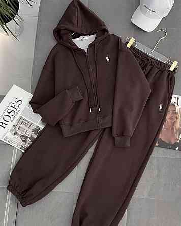 Женский теплый прогулочный костюм двойка: кофта и штаны трехнитка на флисе Шоколад, 46/48 Одесса