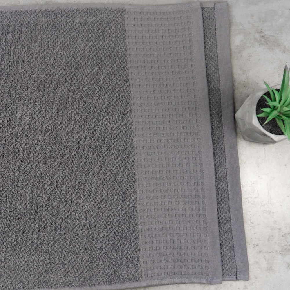 Комплект махрових рушників Вафельний Бордюр 3шт GM Textile 50х90см, 50х90см, 70х140см 500г/м2 (Сірий) Суми - фото 3