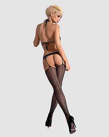 (SALE) Сетчатый бодистокинг с имитацией топа, пояса и чулок Obsessive Bodystocking N108 S/M/L, черный, комб Sex Aura Киев