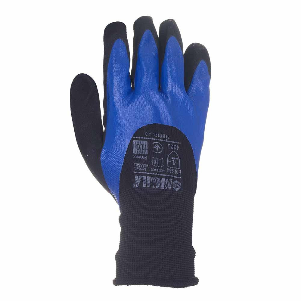 Перчатки трикотажные с двойным нитриловым покрытием р10 (сине-черные, манжет) SIGMA (9443681) Киев - изображение 2