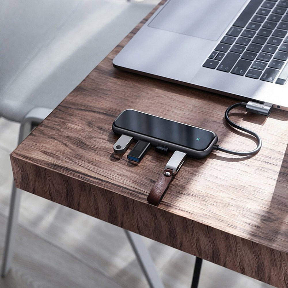 USB-Hub Baseus Multi-functional HUB (Type-C to 4xUSB3.0+PD) Deep gray Киев - изображение 3