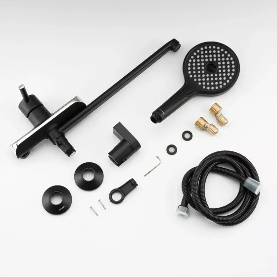 Змішувач для ванни з душовим гарнітуром GAPPO G2203-6 чорний/хром Київ