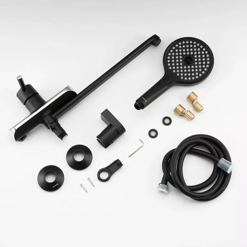 Змішувач для ванни з душовим гарнітуром GAPPO G2203-6 чорний/хром Київ - фото 5