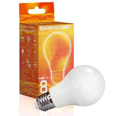 Лампочка Євросвітло 8Вт 4200К A-8-4200-27 Е27 Вінниця