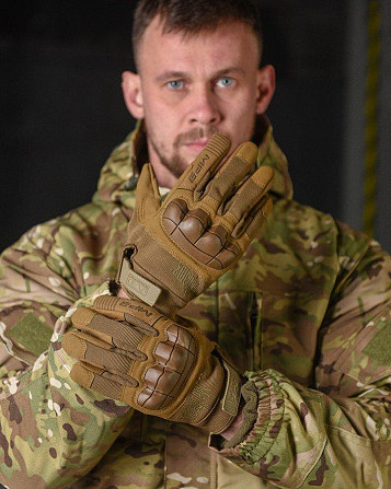 Зимові чоловічі тактичні рукавички Mechanix energy із захисними накладками койот Одеса - фото 1
