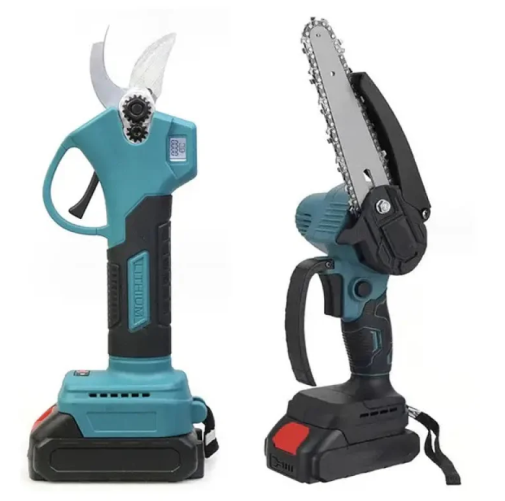 Аккумуляторный садовый набор DOMOTEC 2в1 24V: цепная пила 6″ и секатор, 2 АКБ, кейс Одесса - изображение 1