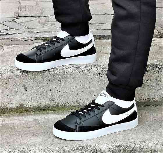 Кроссовки Nike Blazer Черные Мужские Белые Форсы Кожаные Найк (размеры: 41,42,43,44,45,46) Днепр