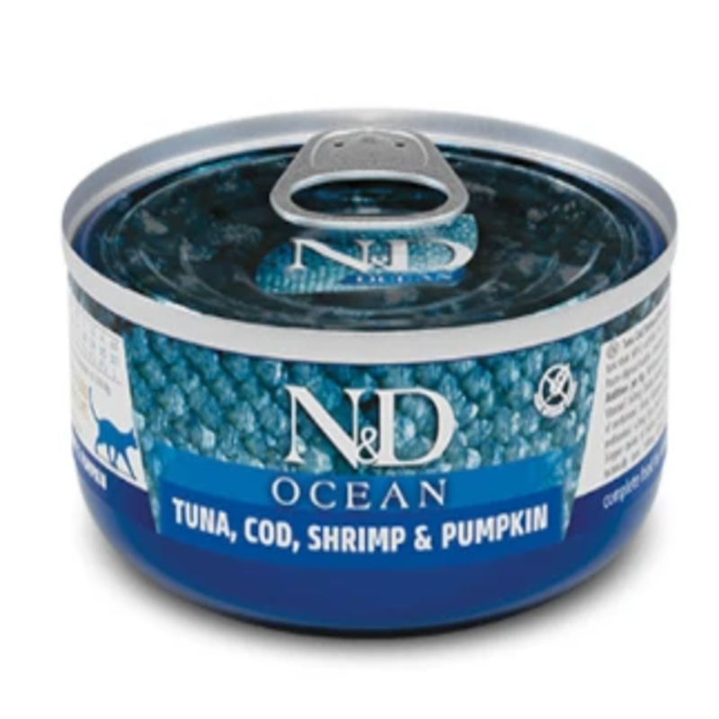 Вологий корм Farmina N&D Grain Free Ocean Tuna, Cod, Shrimp&Pumpkin для котів, беззерновий, тунець, креветка, гарбуз 70г Київ - фото 1
