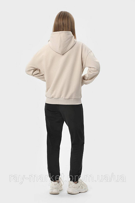 Костюм женский худи на молнии бежевый и брюки черные  RAY PREMIUM LOOSE U0809 (U0809W-Cream-Black) S Киев - изображение 3